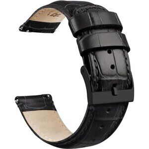 Quick Release Leather Watch Bands Genuine Leather Watch Black